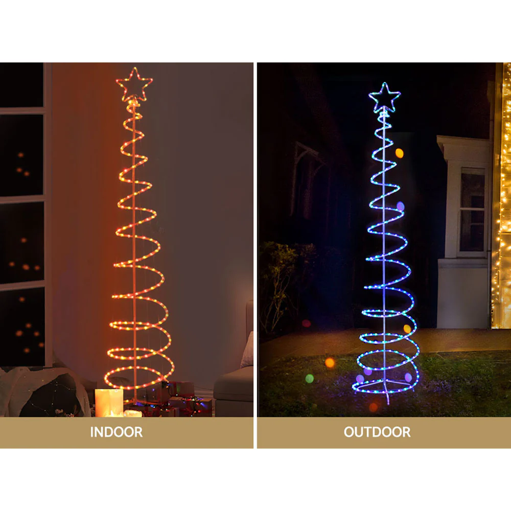 8ft 2.4m Solar LED Christmas Tree Motif Lights 8 Modes - Multi Colour - Nurns
