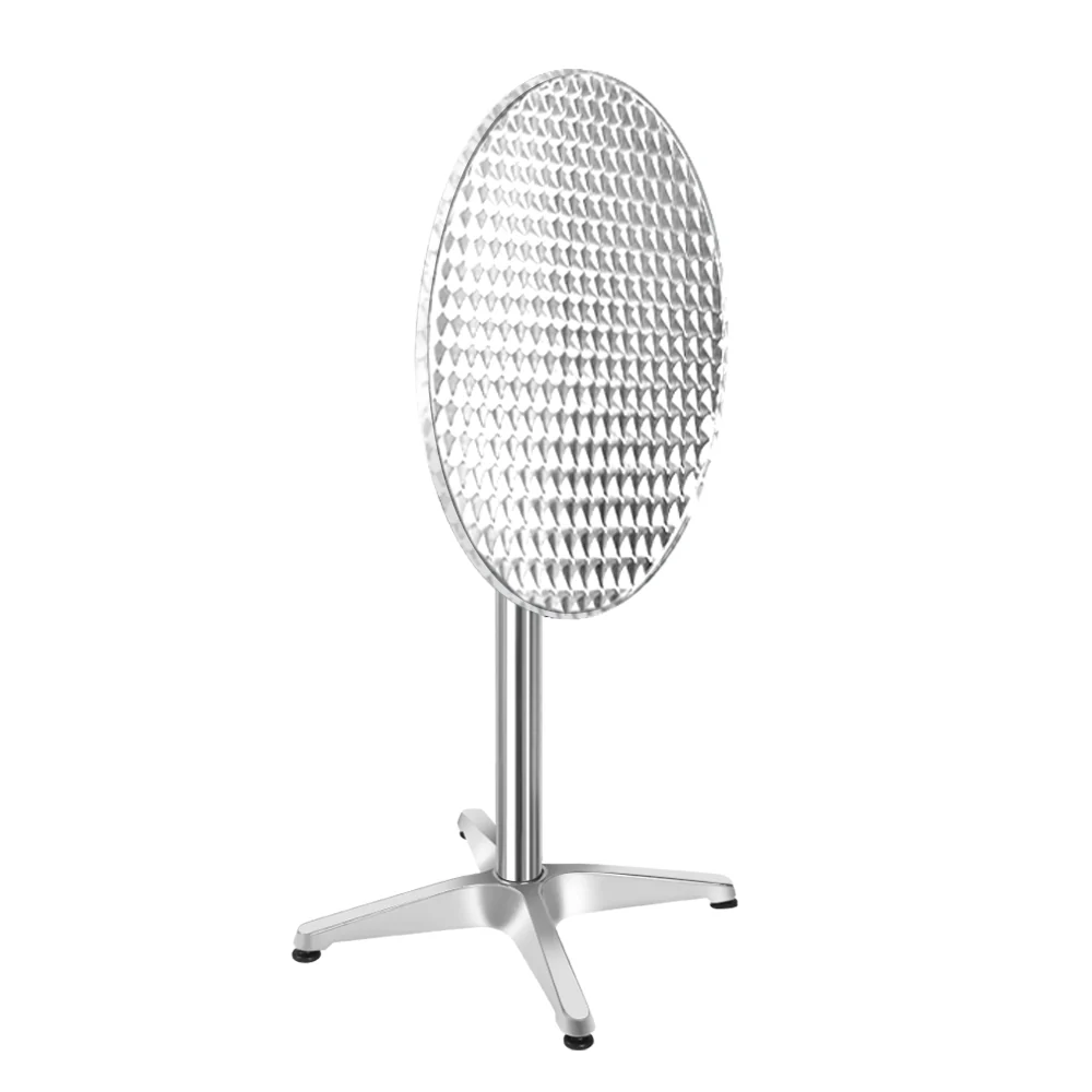 Marco Set of 6 Outdoor Bar Table Furniture Adjustable Aluminium Cafe Table Round - Silver - Nurns