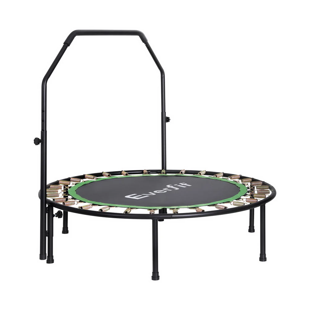 Everfit Trampoline 4FT Round Fitness Rebounder Adjustable Handrail Green - Nurns