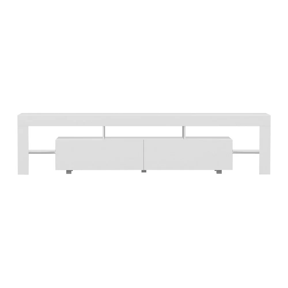Erica 200cm TV Cabinet Entertainment Unit Stand RGB LED Gloss Furniture - White - Nurns