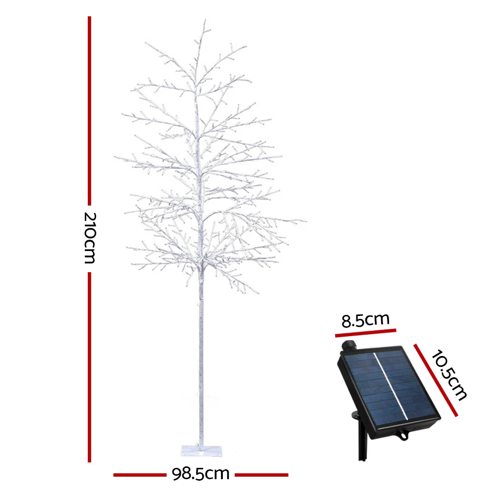 7ft 2.1m 480 LED Solar Christmas Tree Twigs Lights Xmas Tree - Warm White - Nurns