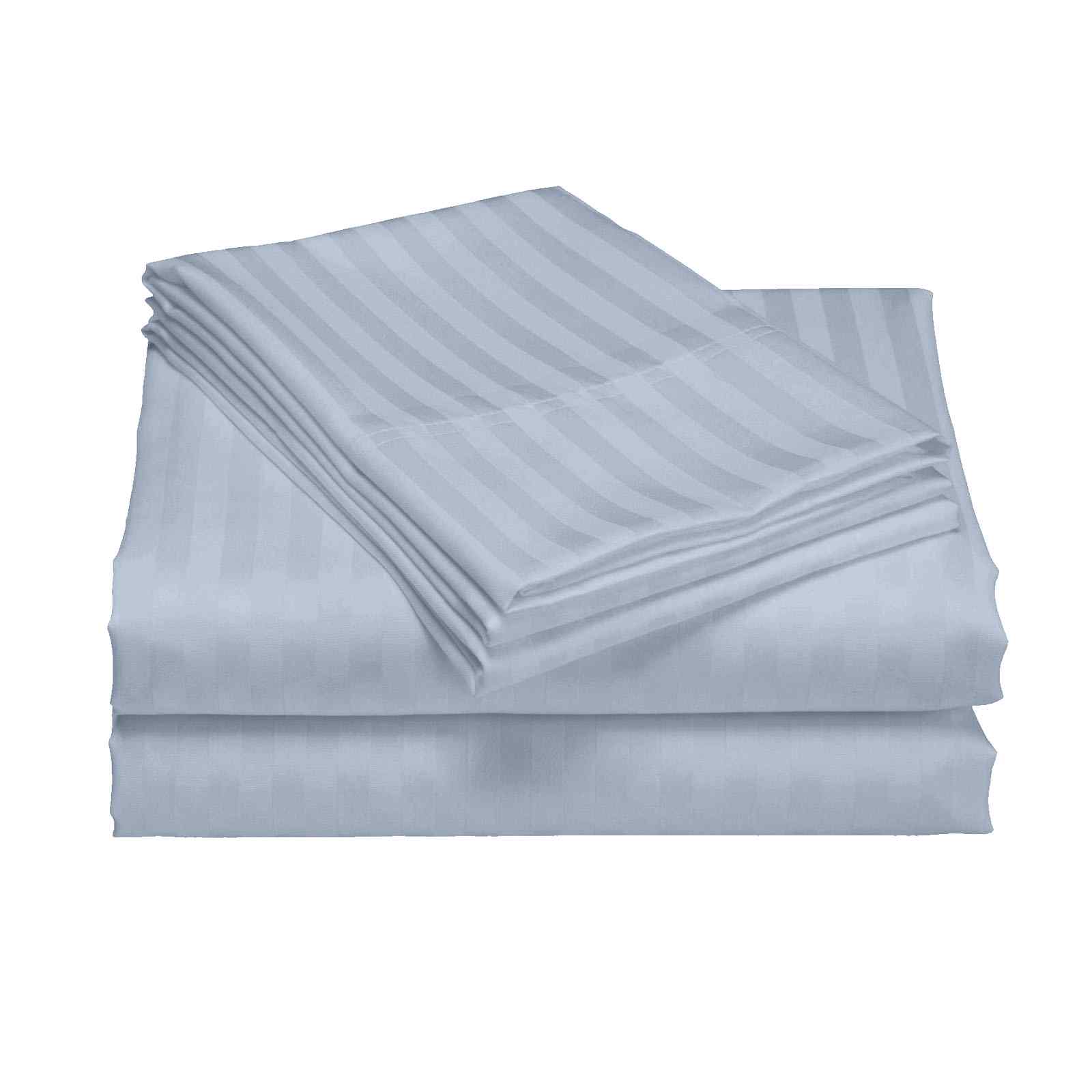KING 1200 Thread Count Stripe Cotton Blend Quilt Cover Sets - Blue Fog - Nurns
