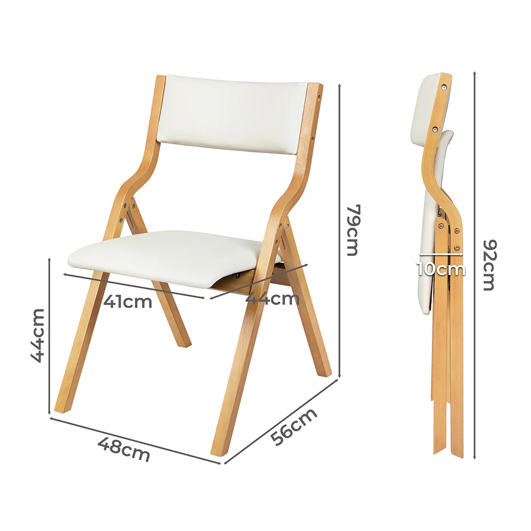 Romilly Set of 2 Dining Chairs Foldable PU - Beige - Nurns