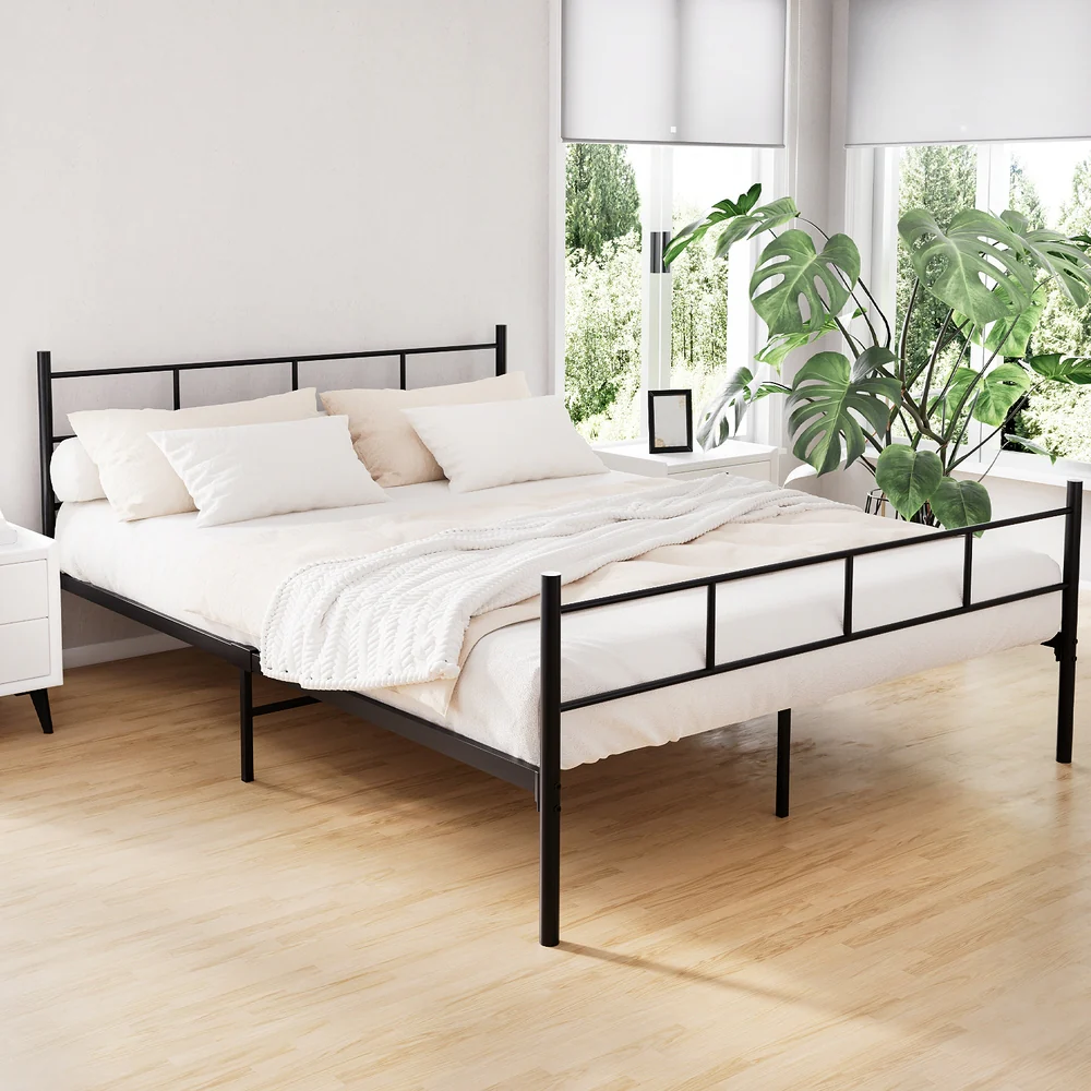 Luanda Metal Bed Frame Platform Foundation Base - Black Queen - Nurns