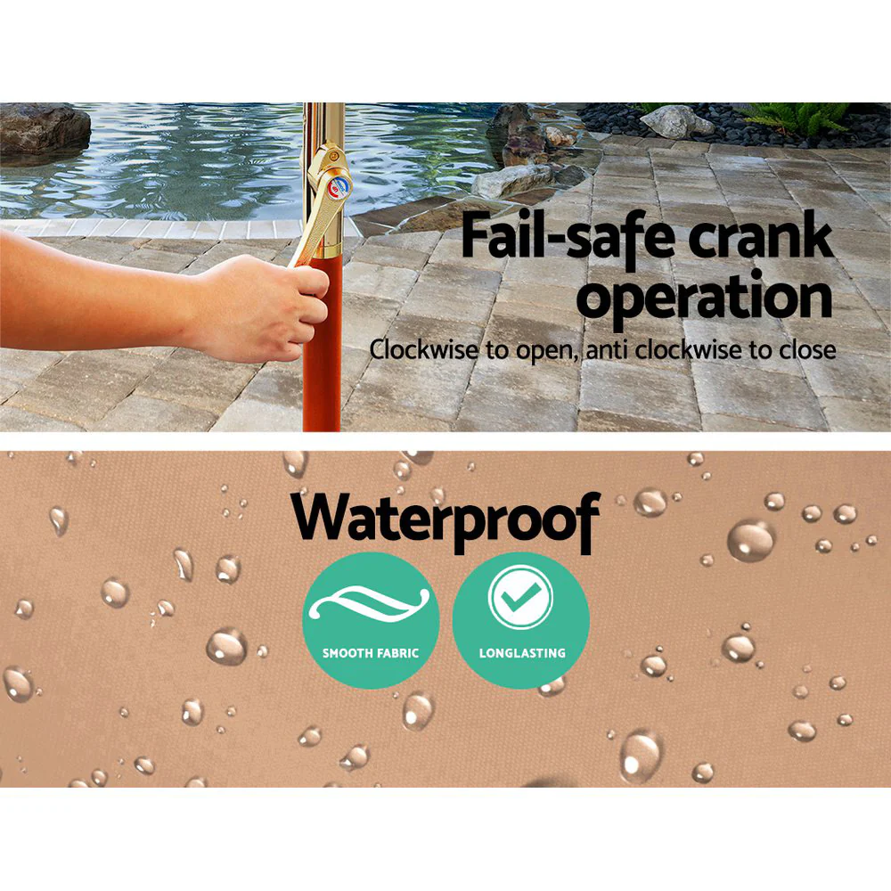 Instahut 3m Outdoor Umbrella Pole Umbrellas Beach Garden Sun Stand Patio Beige - Nurns