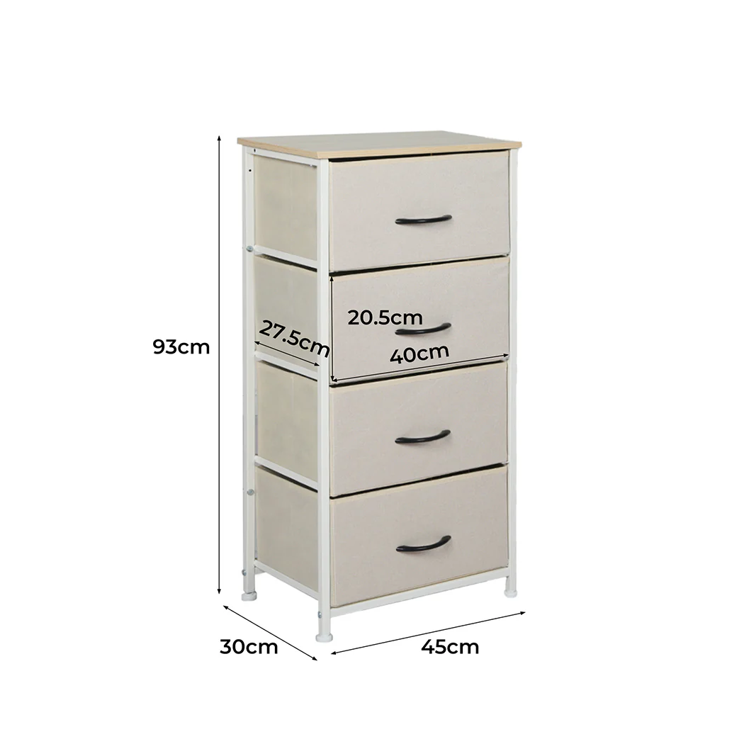Levede Storage Cabinet Tower Chest Beige - Nurns