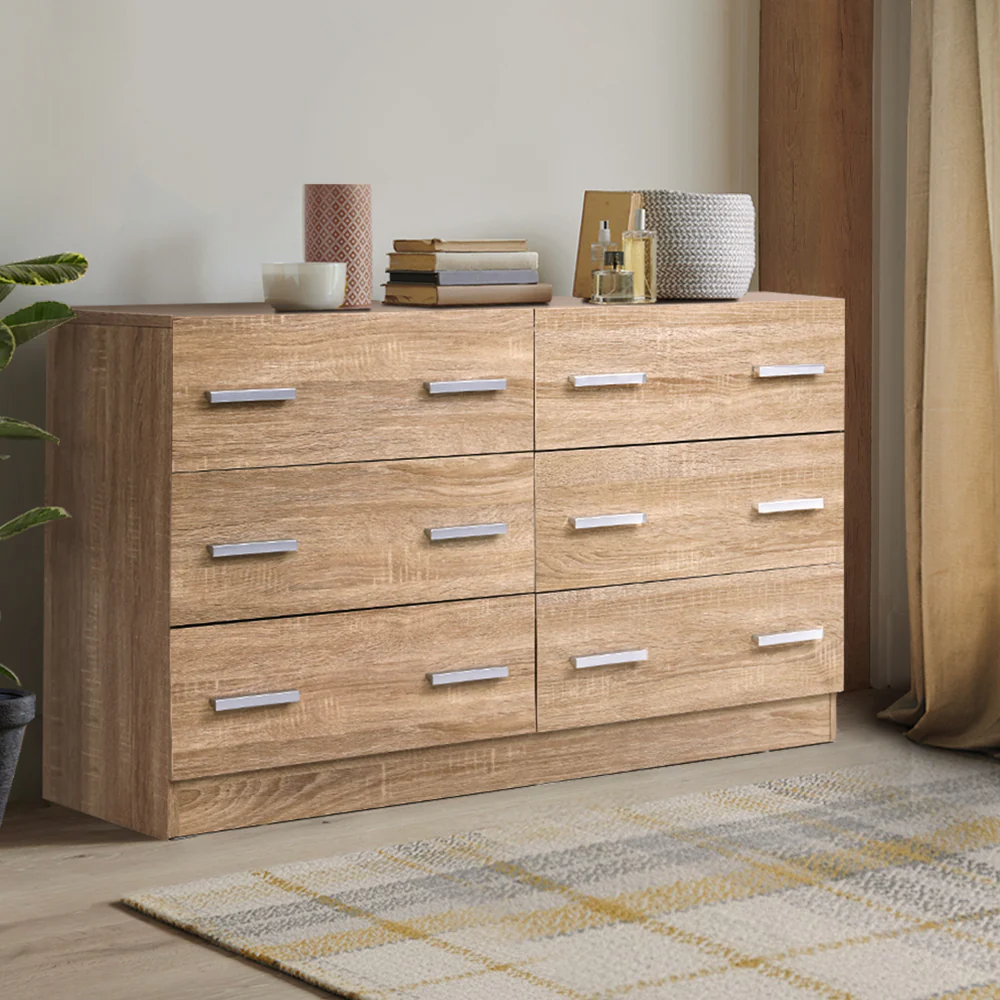 Artiss 6 Chest of Drawers - Pine - Nurns
