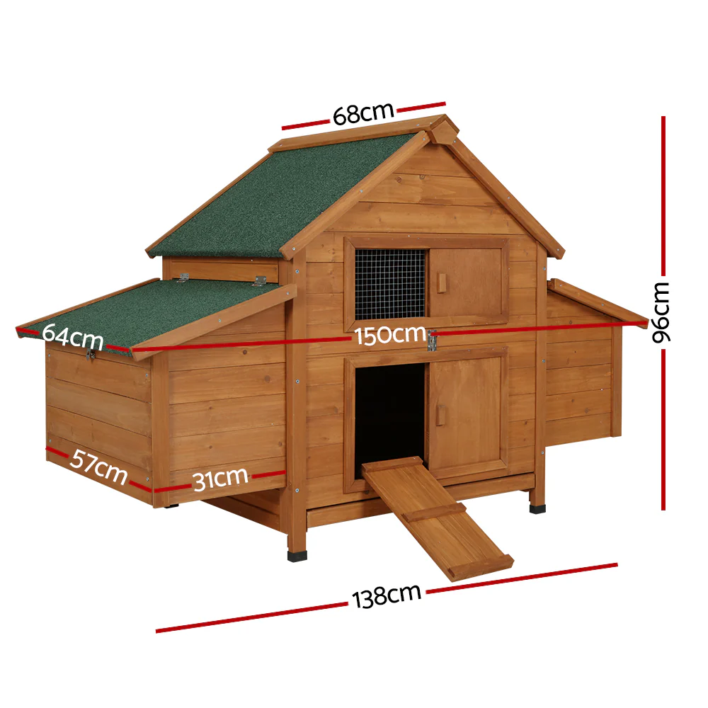 Chicken Coop Large Rabbit Hutch House Run Cage Wooden Outdoor Pet Hutch - Nurns