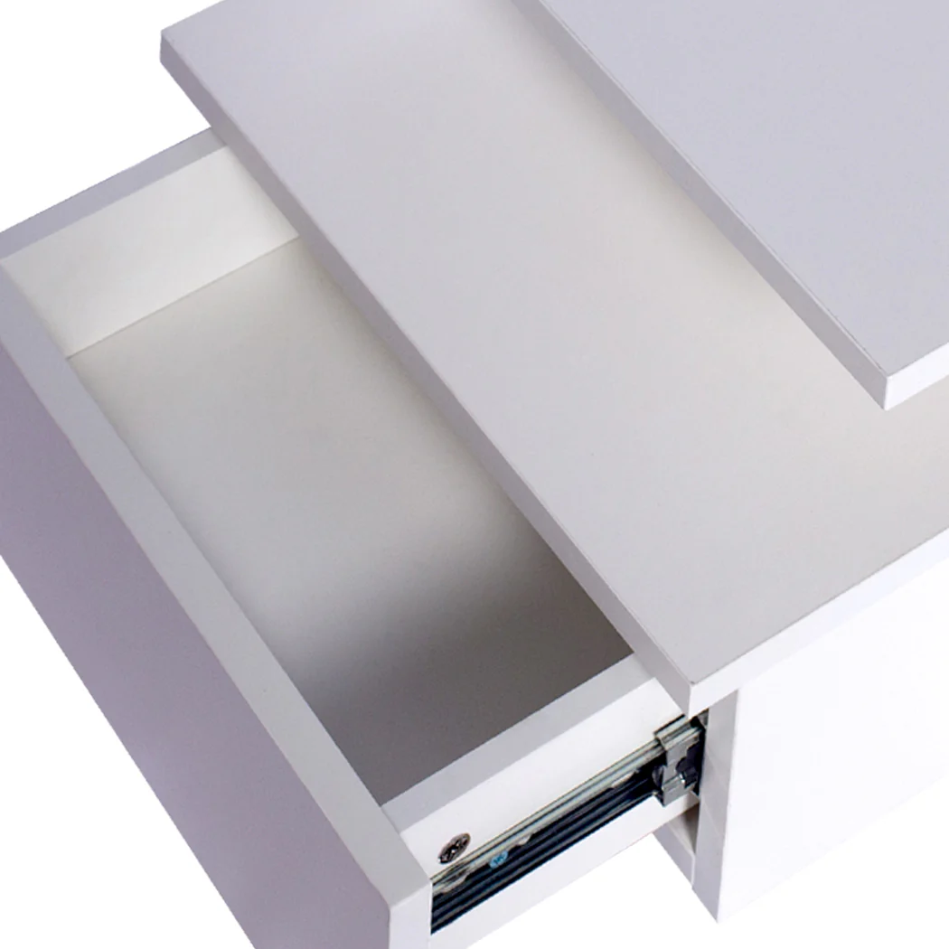 Set of 2 Digby LED Bedside Tables LED Wall Mounted Cabinet Side Table Floating Nightstand X2 - White - Nurns