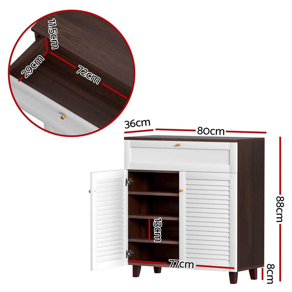 Artiss Shoe Rack Cabinet Shoes Storage Drawer 16 Pairs - Nurns