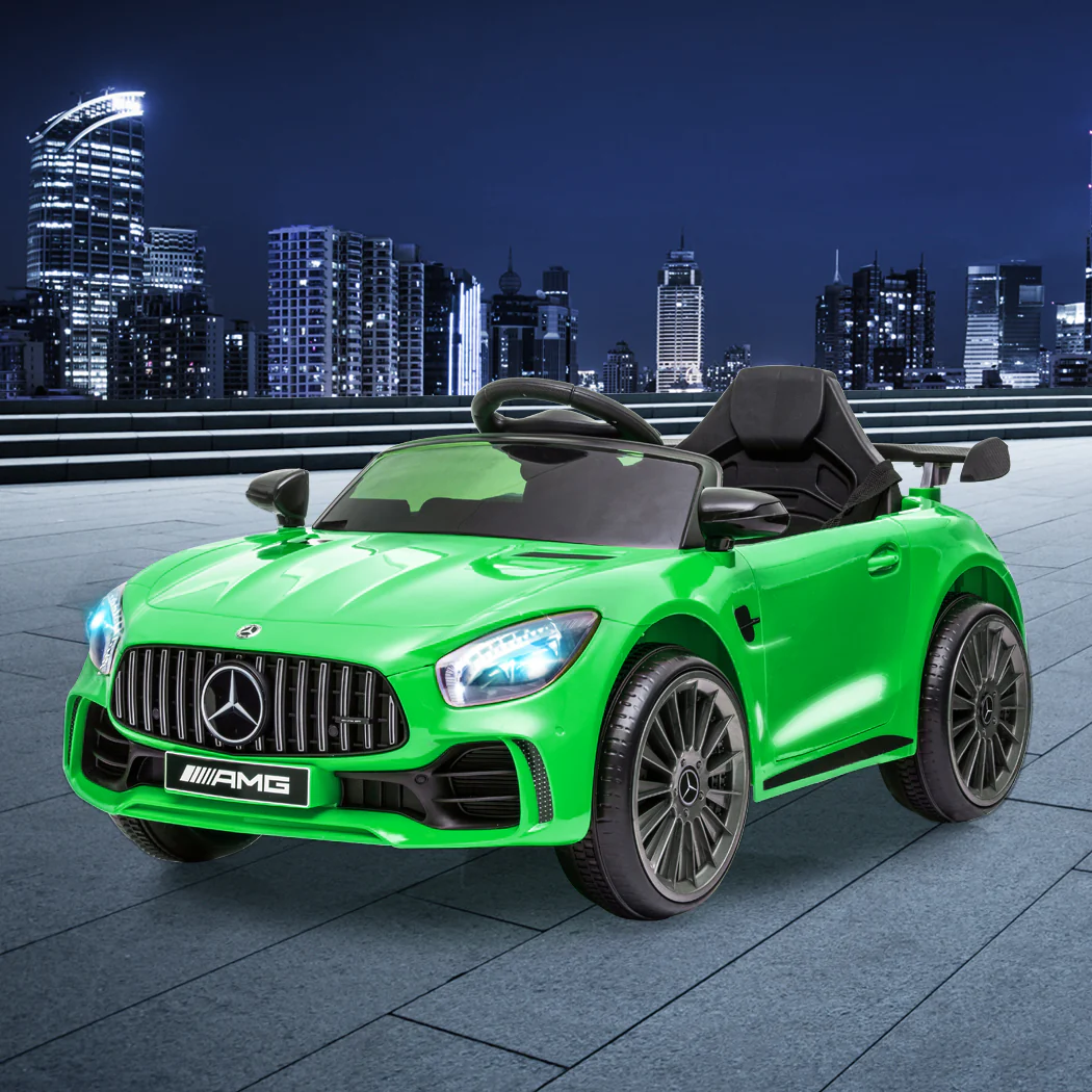 Kids Ride On Car 12V Battery Mercedes-Benz Licensed AMG GTR Toy Remote Control - Green - Nurns