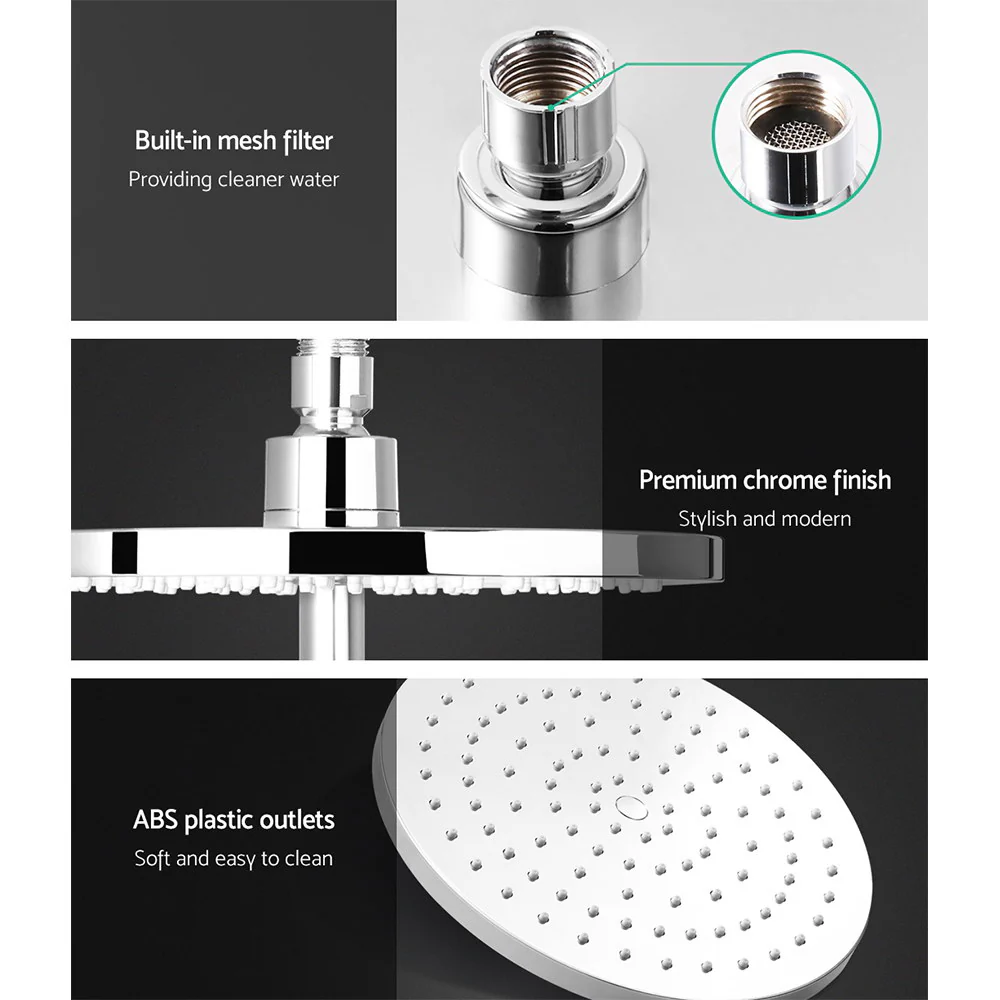 9'' Rain Shower Head Set Handheld Round High Pressure Chrome - Nurns