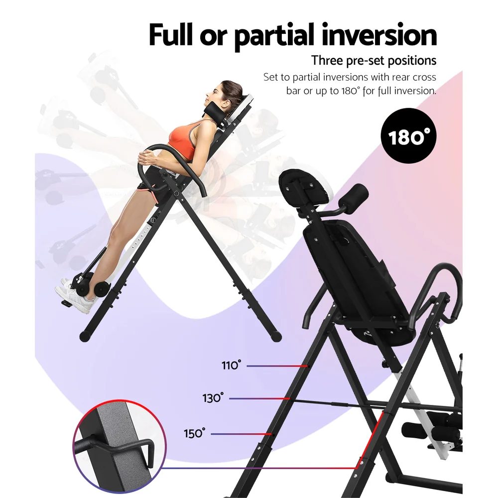 Everfit Inversion Table Gravity Exercise Inverter Back Stretcher Home Gym Grey - Nurns