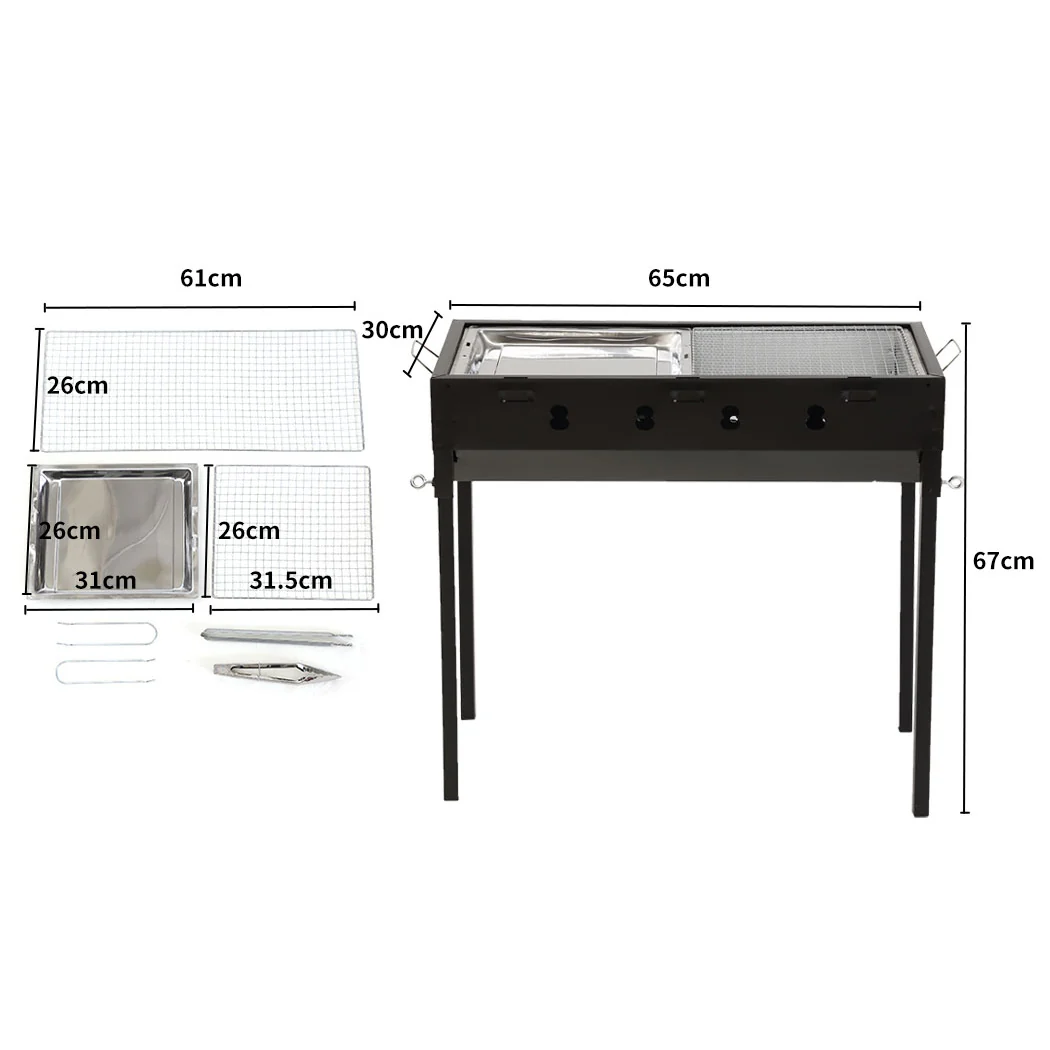 Charcoal BBQ Grill Portable Hibachi Outdoor Barbecue Set Camping Picnic Grills - Nurns