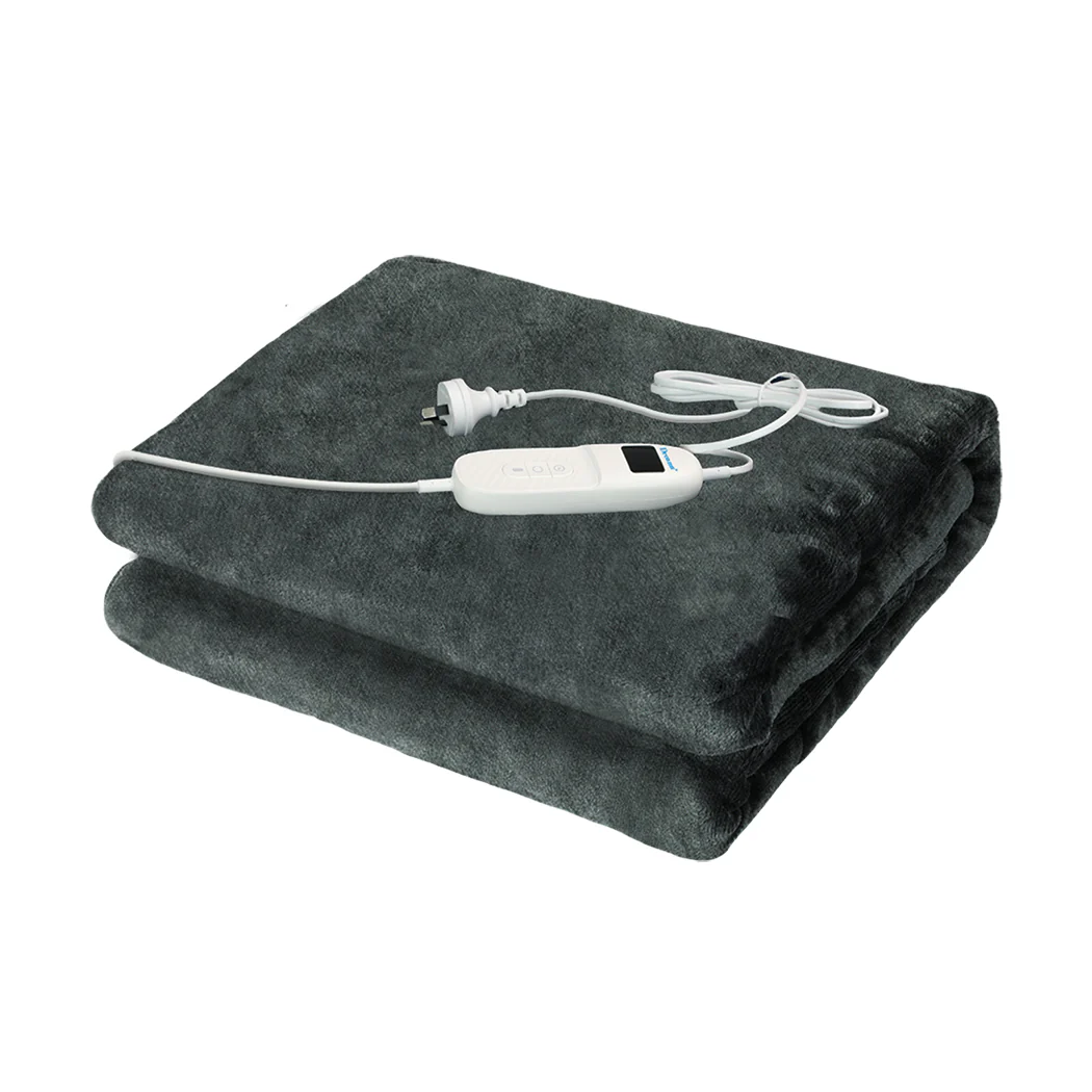 Whitley Electric Soft Blanket Heated Timer Bedding Washable Warm Winter Snuggle - Dark Grey - Nurns