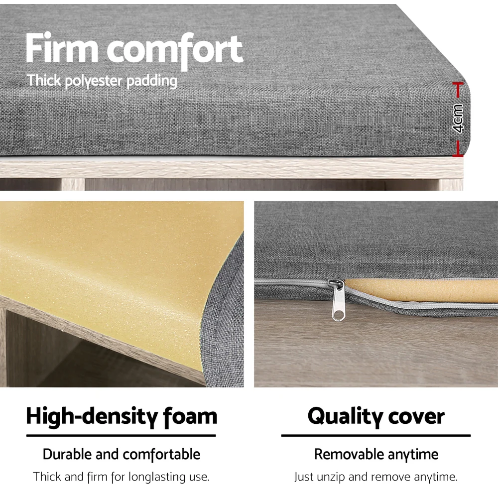 Artiss Shoe Rack Cabinet Shoe Bench Fabric Seat Pine BOA - Nurns