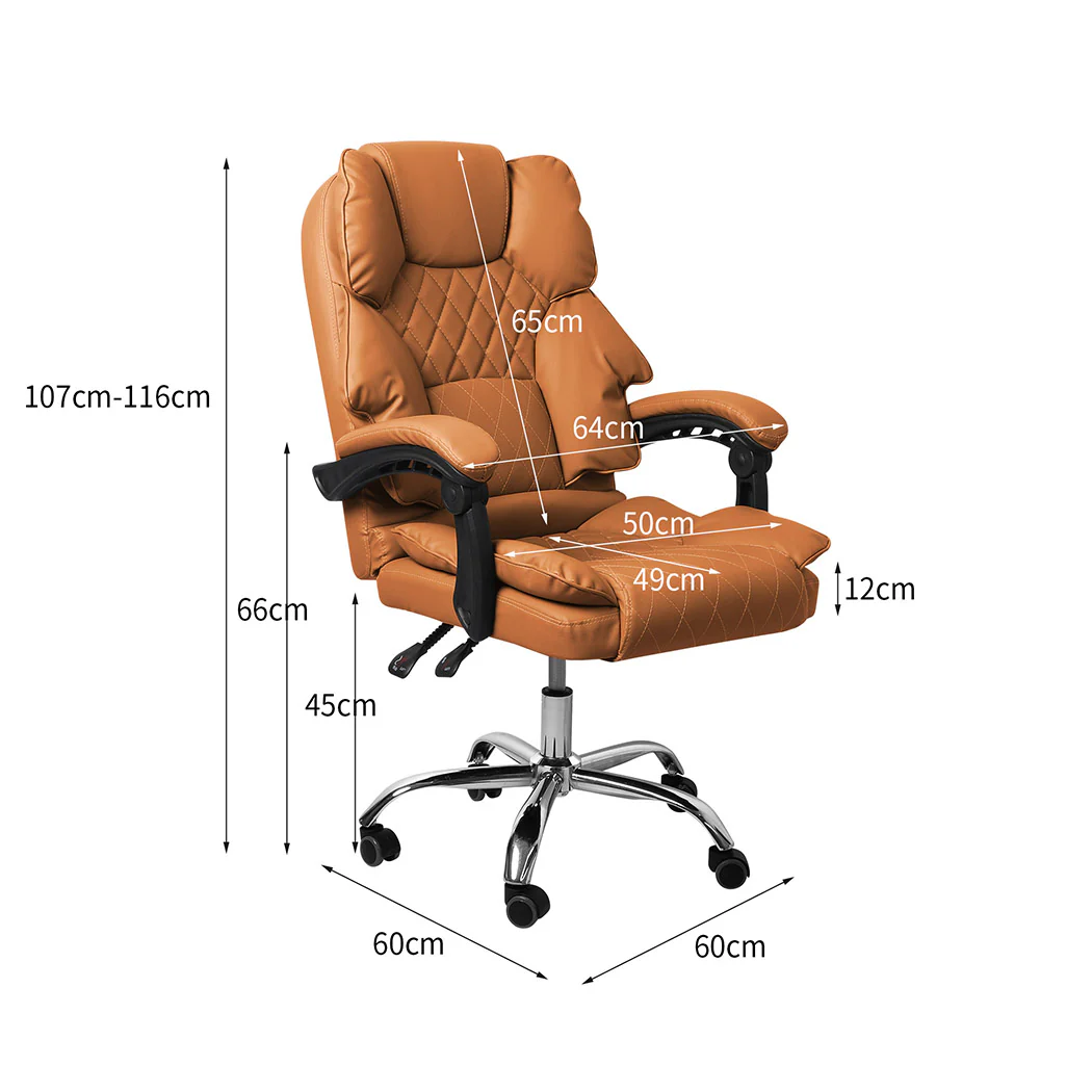 Levede Gaming Chair Office Computer Brown No Footrest - Nurns
