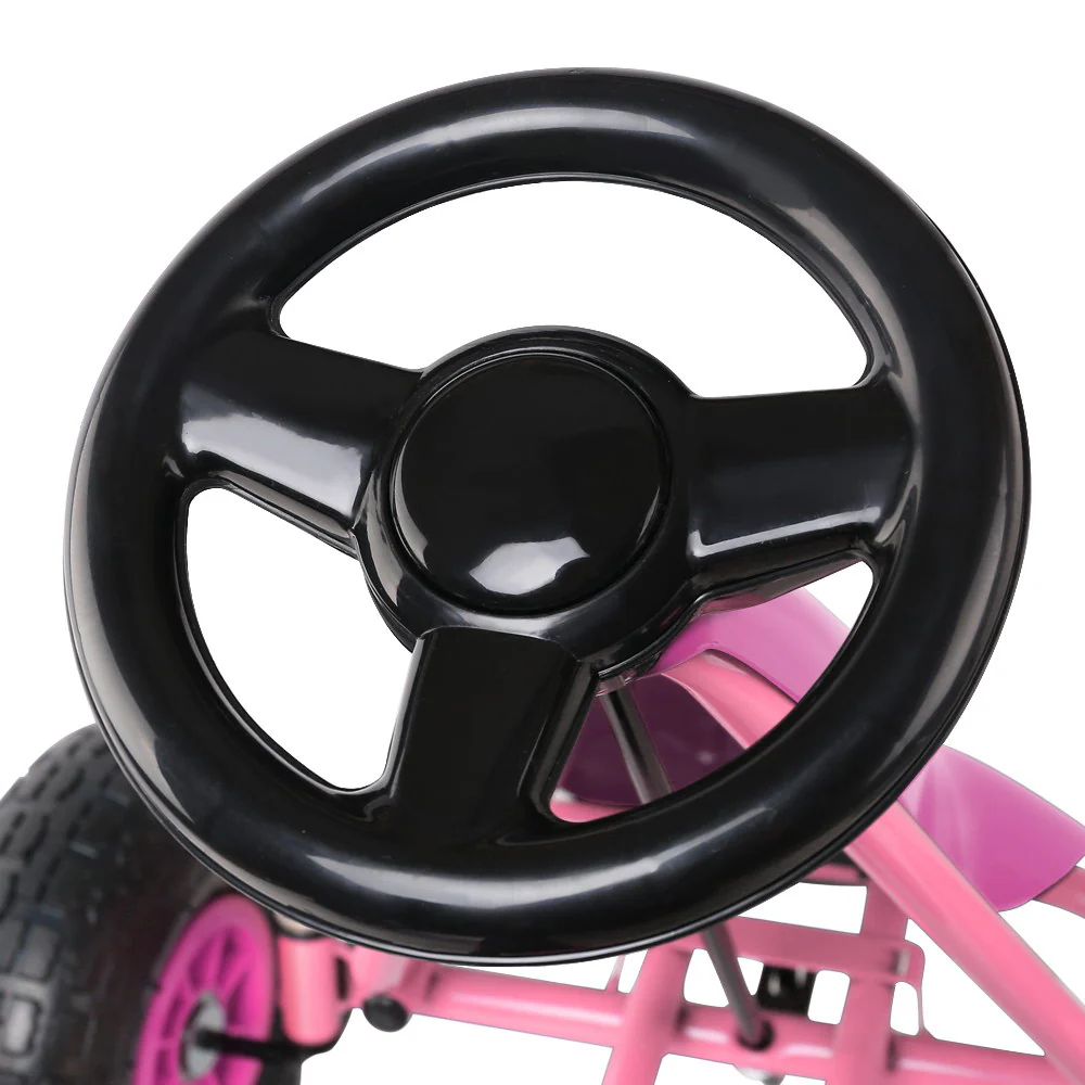 Kids Pedal Go Kart Car Ride On Toys Racing Bike Rubber Tyre Adjustable Seat - Pink - Nurns