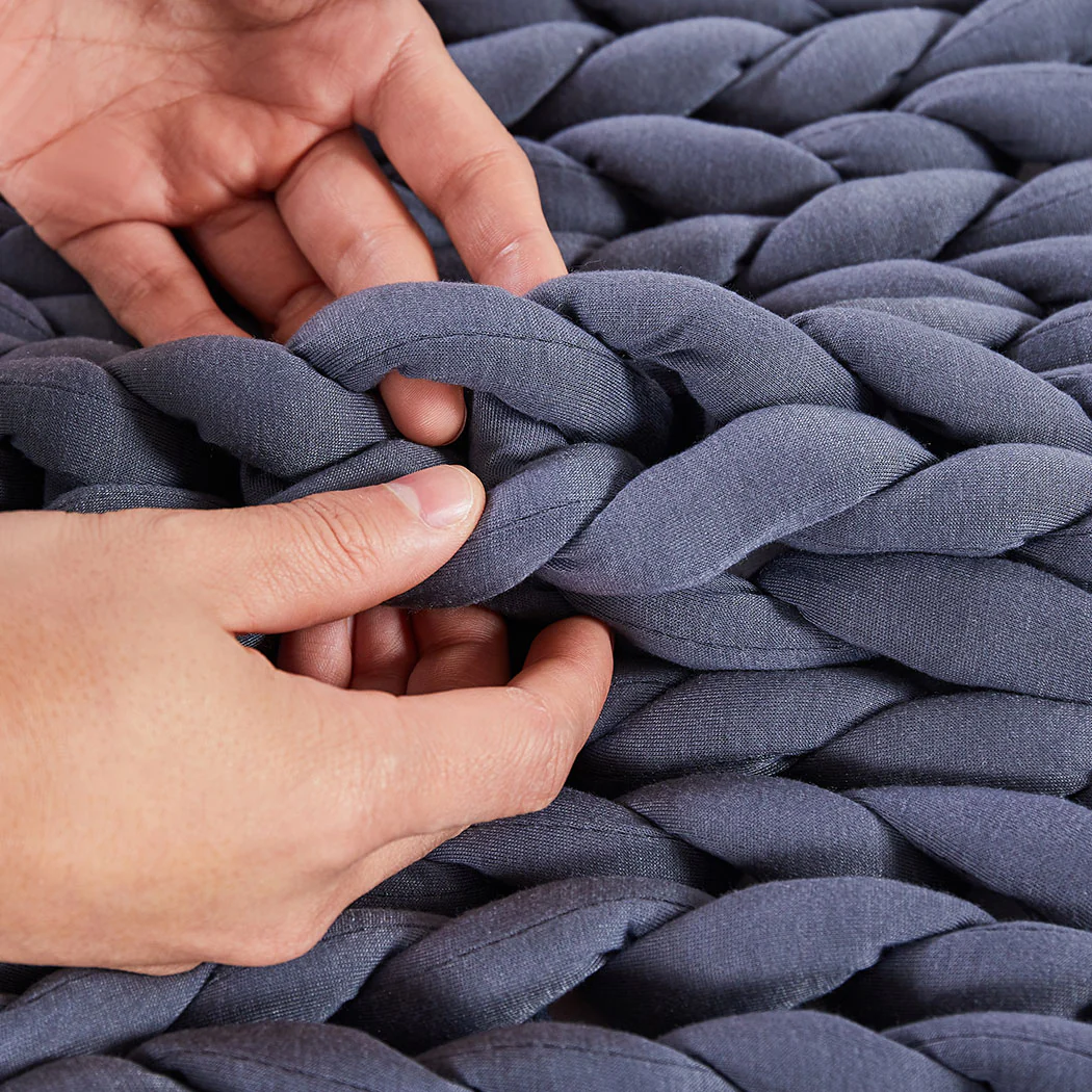 Whimsy Weighted Soft Blanket Knitted Chunky Bulky Knit 6.5KG - Dark Grey - Nurns