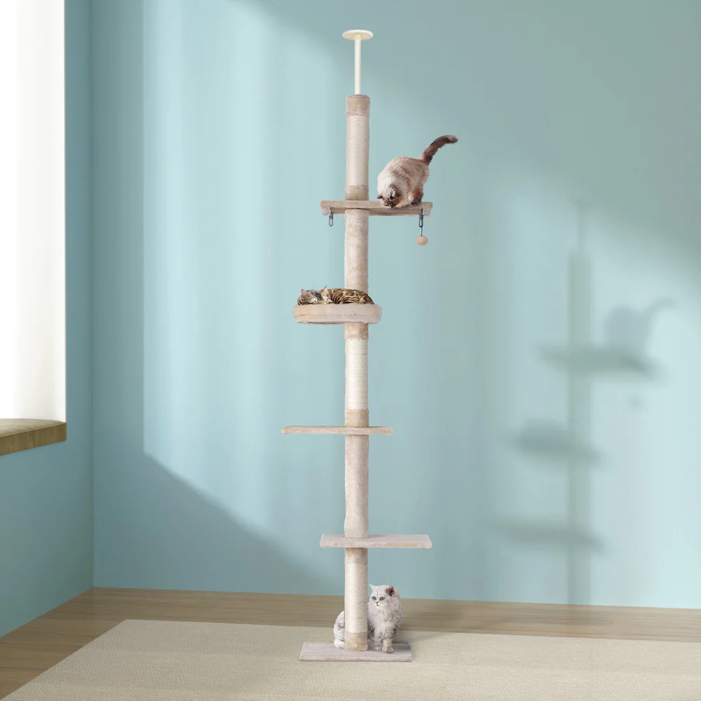 Cat Tree 290cm Tower Scratching Cats Post Scratcher Floor to Ceiling Bed - Nurns