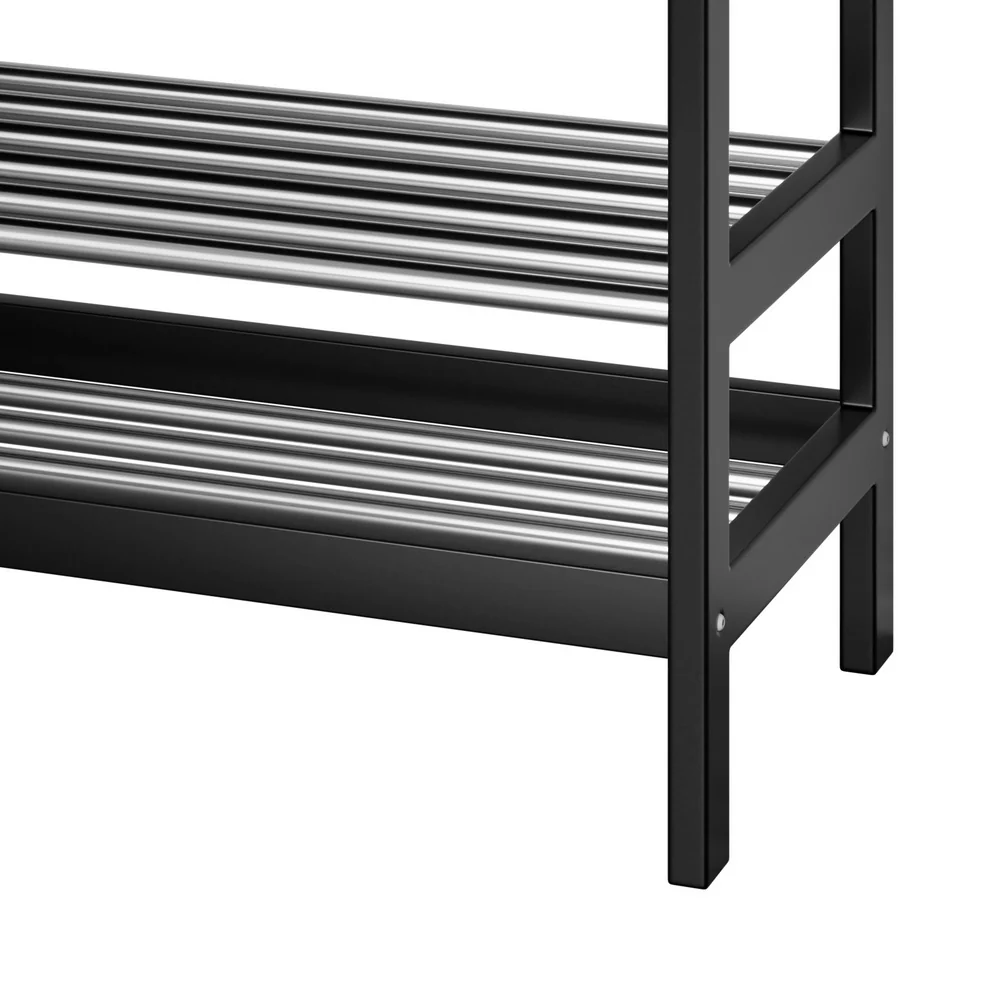 Artiss Shoe Rack Cabinet Bamboo Bench 10 Paris Black - Nurns