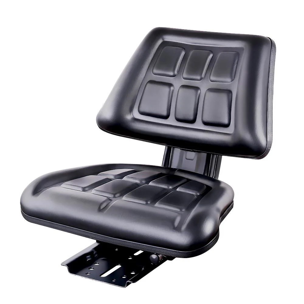PU Leather Tractor Seat with Sliding Track - Black - Nurns