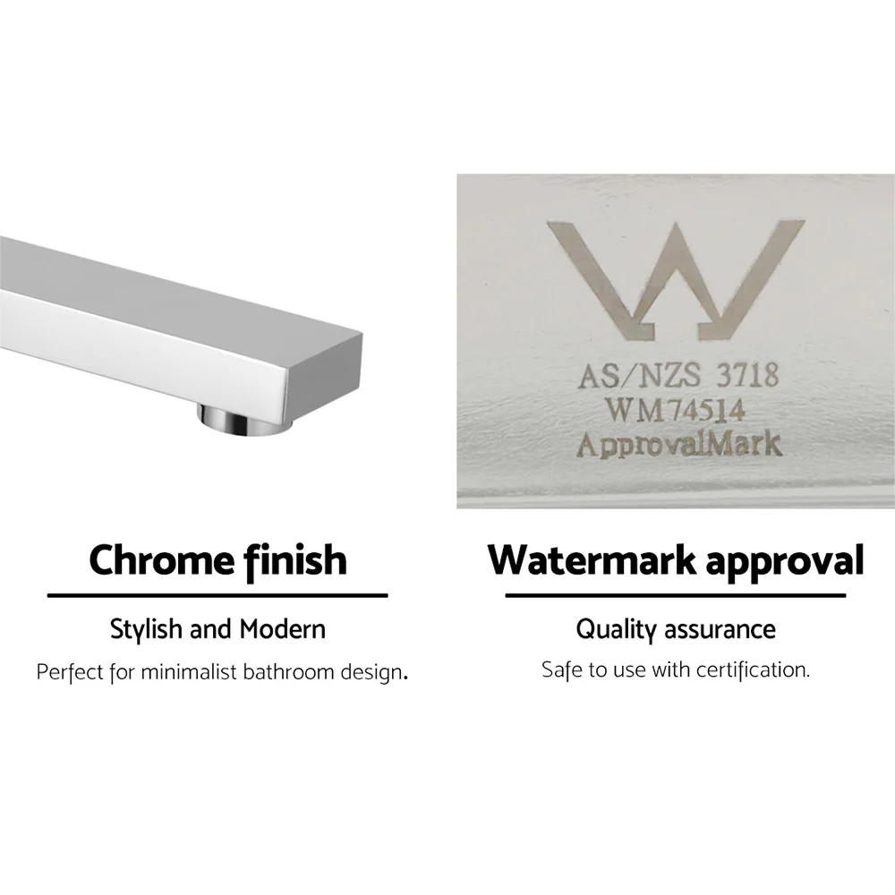 Bathroom Mixer Spout Wall Bath Tap Square Swivel Bathtub Chrome - Nurns