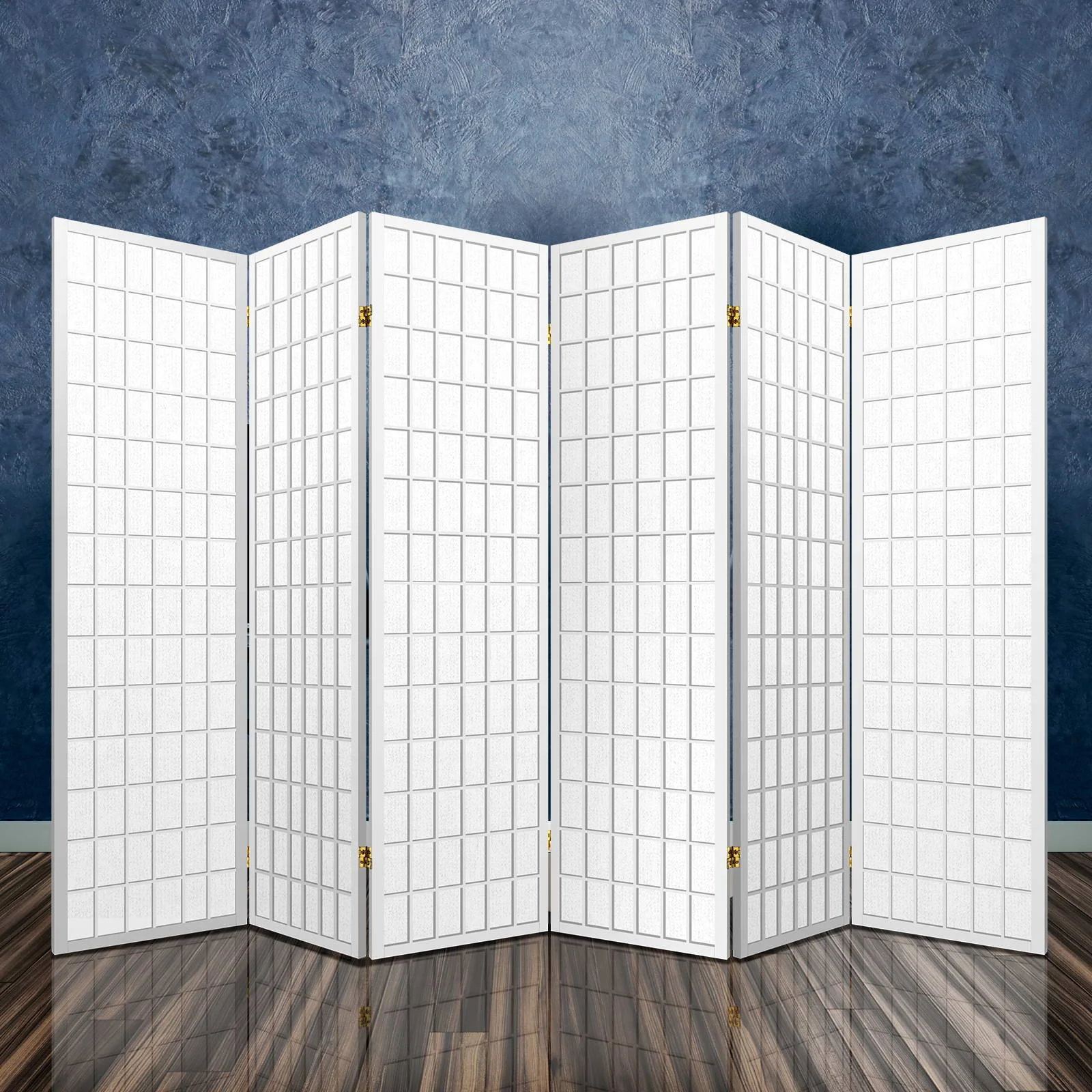 6 Panel Room Divider Screen 261x179cm - White - Nurns
