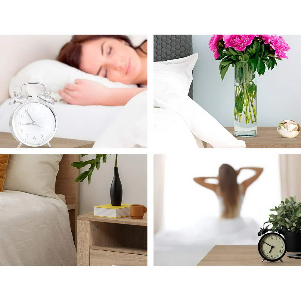 Barrie Wooden Bedside Tables Storage Cabinet Shelf Side End Table Oak with 2 Drawers - Oak - Nurns