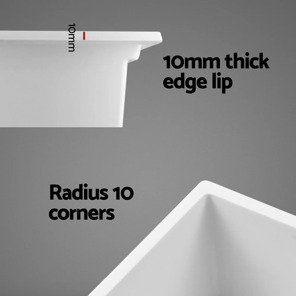 Kitchen Sink Stone Sink Granite Laundry Basin Double Bowl 79cmx46cm - White - Nurns