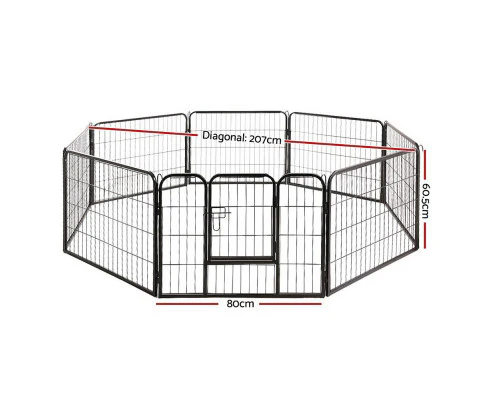 Dog Playpen Pet Playpen 8 Panel Puppy Exercise Cage Enclosure Fence 80x60cm - Nurns