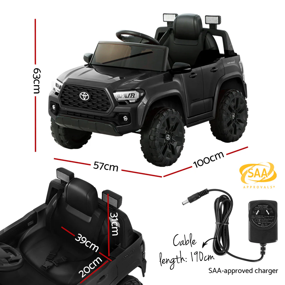 Toyota Ride On Car Kids Electric Toy Cars Tacoma Off Road Jeep 12V Battery - Black - Nurns