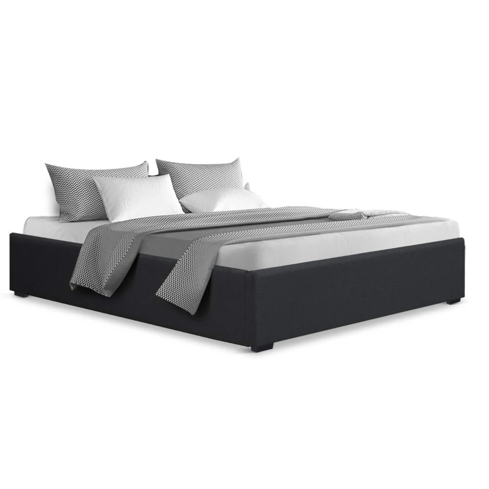 Mercury Bed & Mattress Package with 34cm Black Mattress - Charcoal Queen - Nurns