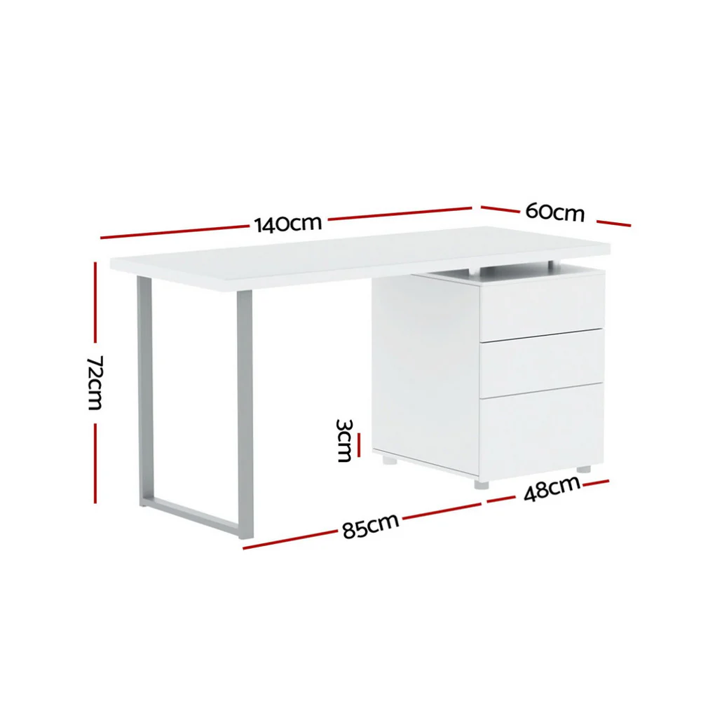 Artiss Computer Desk Drawer White 140cm - Nurns