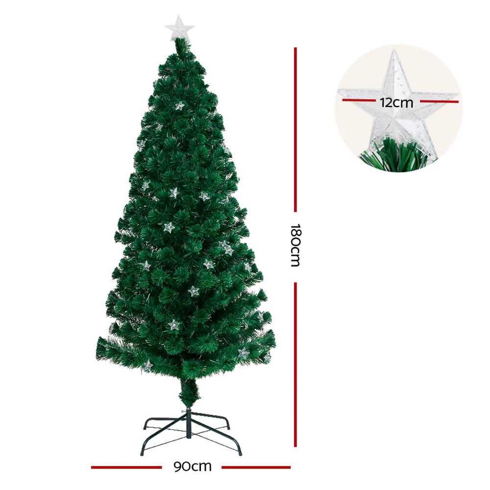 6ft 1.8m 250 Tips Christmas Tree Optic Fibre Xmas tree - Multi Colour - Nurns