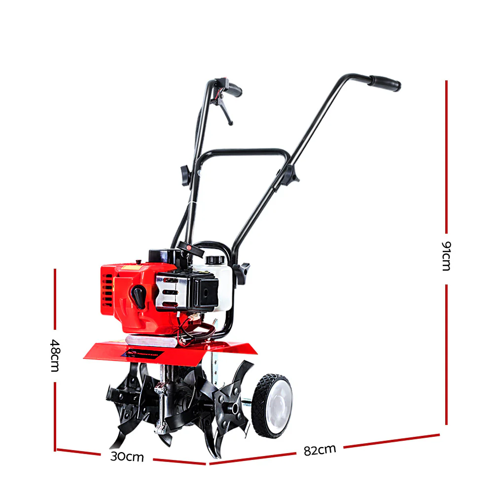 65CC Garden Cultivator Tiller Petrol Rotary Hoe 16 Tines Rototiller - Nurns