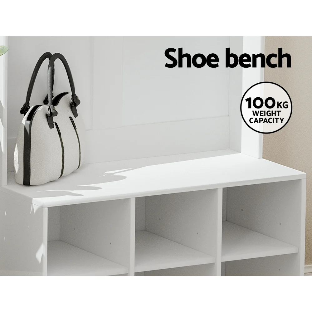 Artiss Shoe Rack Cabinet Hall Tree Coat Rack 180CM White - Nurns
