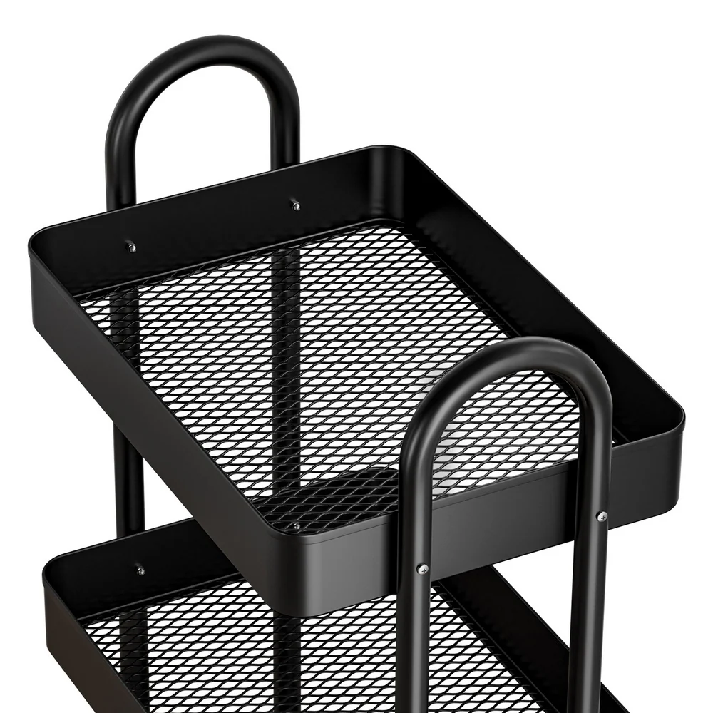 Storage Trolley Kitchen Cart 4 Tiers - Black - Nurns