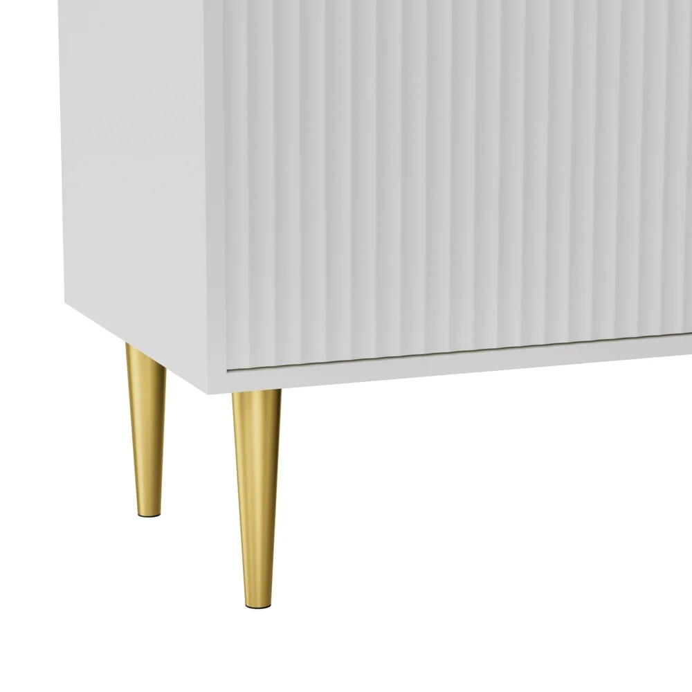 Emily 180cm TV Cabinet Entertainment Unit Stand Storage - White - Nurns