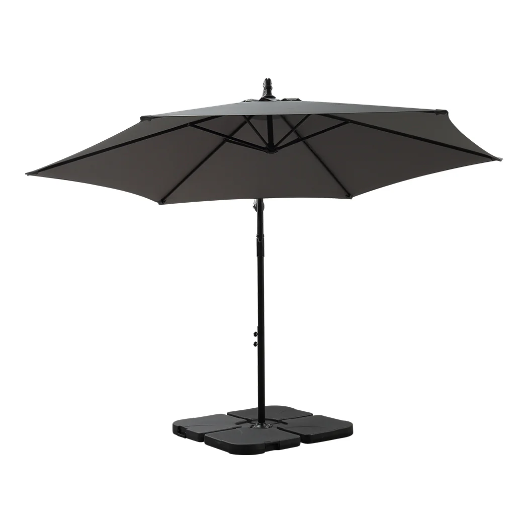 Mountview 3M Outdoor Umbrella Cantilever Grey With Base - Nurns