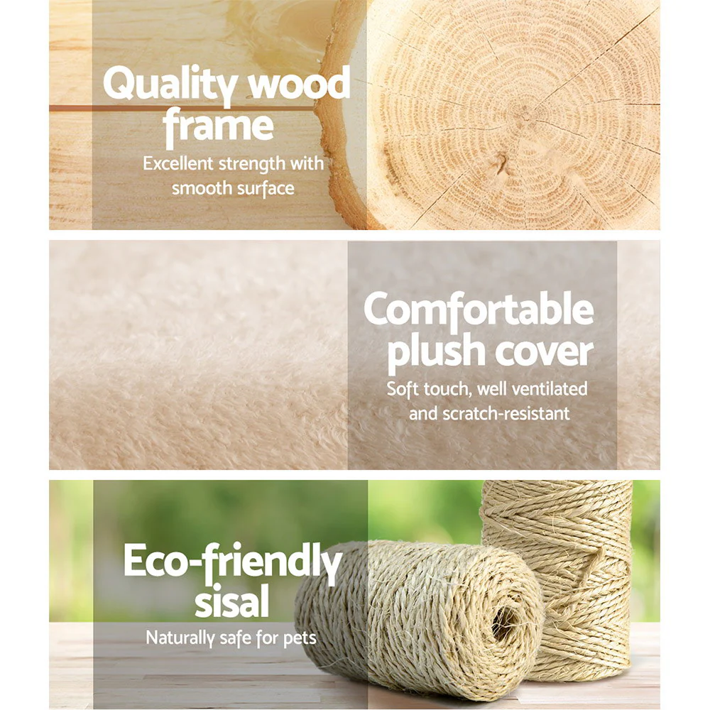 Cat Tree Trees Scratching Post Scratcher Condo Tower House Bed 100cm - Beige - Nurns