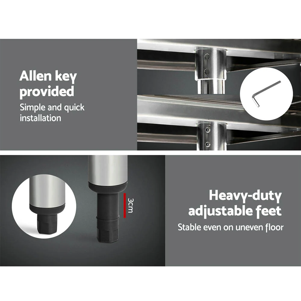 610x1524mm Commercial Stainless Steel Kitchen Bench - Nurns