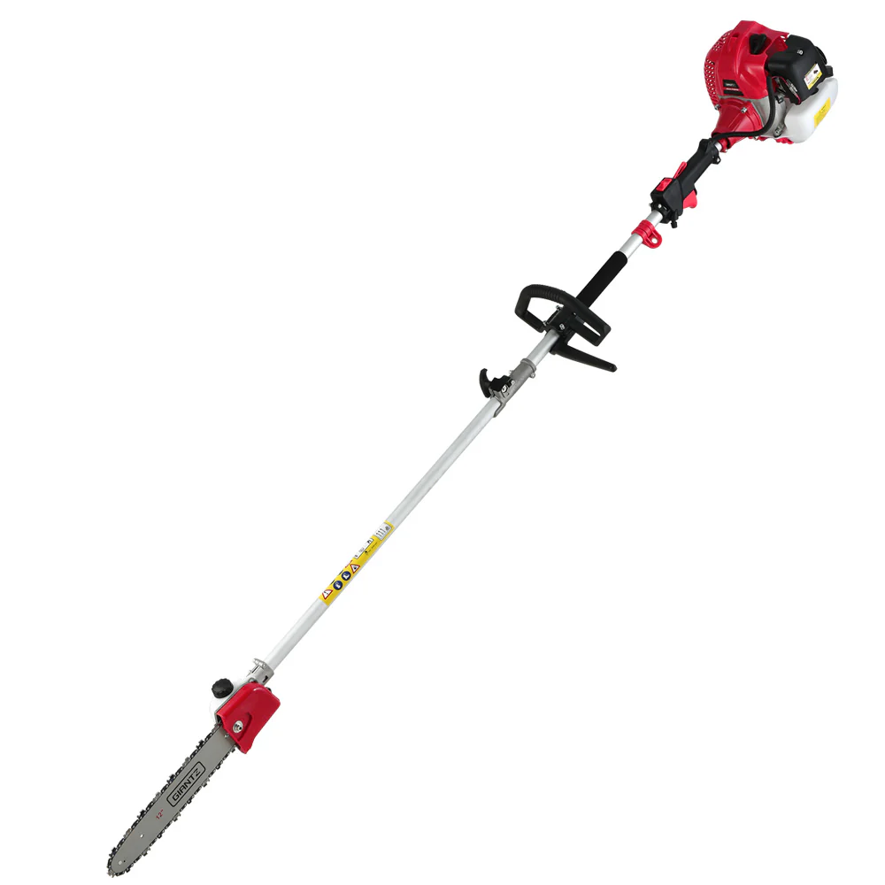 62CC Pole Chainsaw Hedge Trimmer Brush Cutter Whipper 9-in-1 5.6m Red - Nurns
