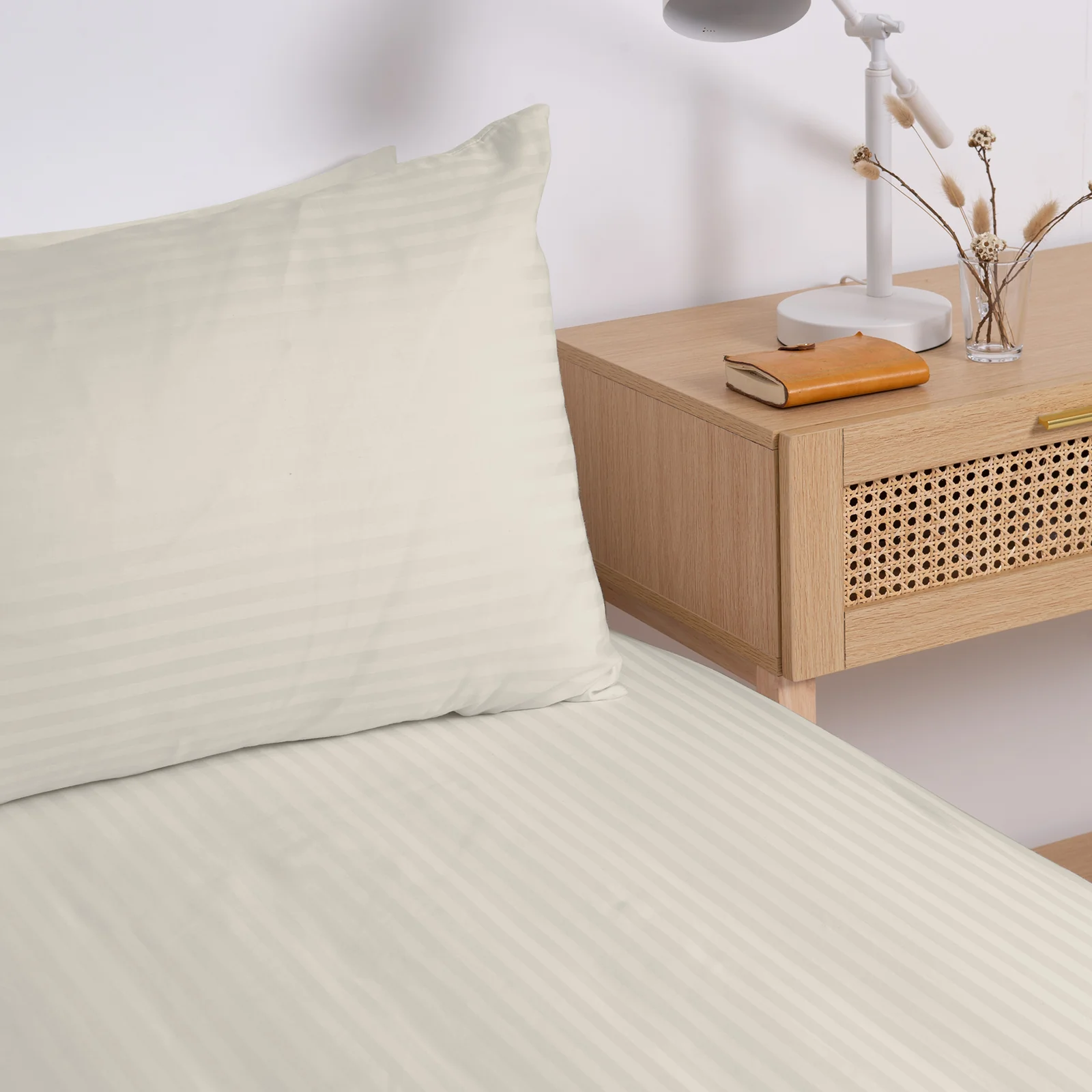 Queen Kensington 1200TC Cotton Sheet Set Stripe - Sand - Nurns