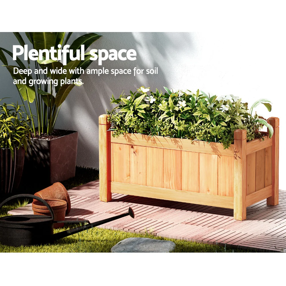 Garden Bed 60x30x33cm Wooden Planter Box Raised Container Growing - Nurns