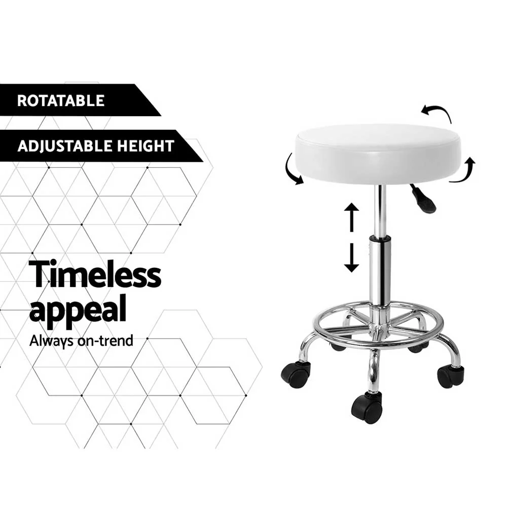 Set of 2 Salon Stool Round Swivel Chair White - Nurns