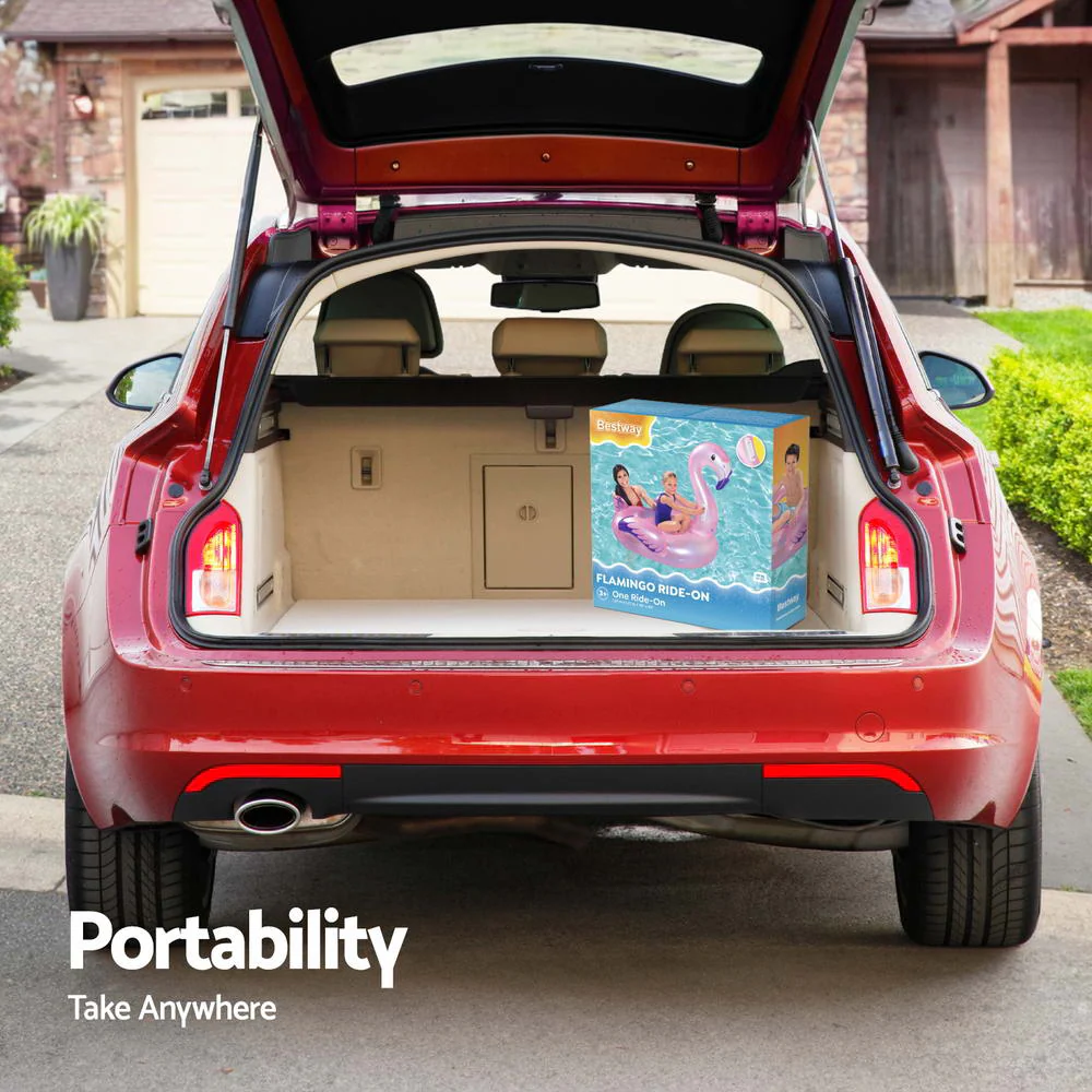 Kids Flamingo Rider Ride On Float Floating Seat Pool Lounger 1.27Mx1.27M - Nurns