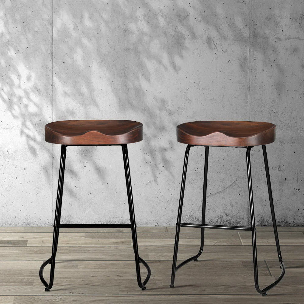 Set of 2 Reggio Tractor Seat Bar Stools - Black - Nurns