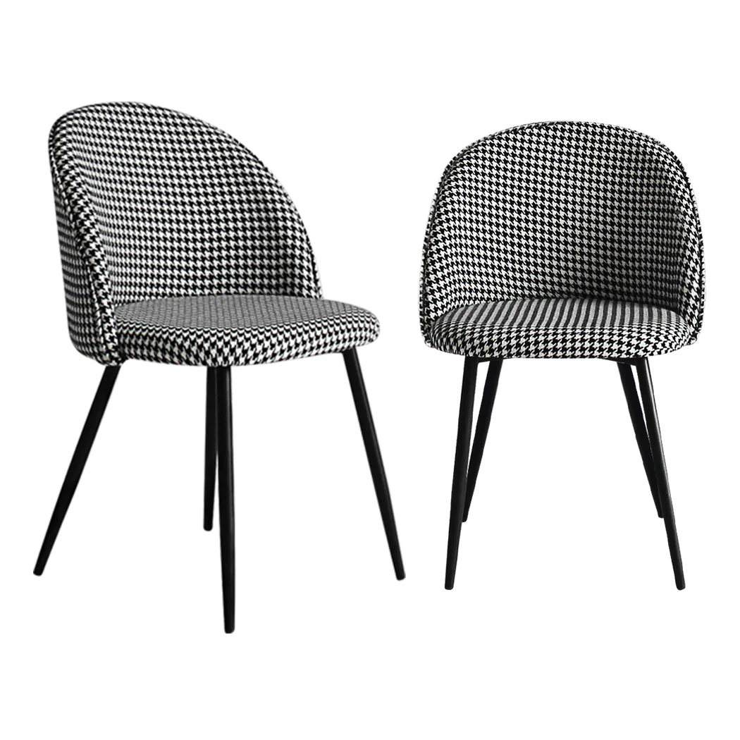 Anwen Set of 2 Dining Chairs Kitchen Cafe Lounge Chair Sofa Upholstered Padded Seat - Black & White - Nurns