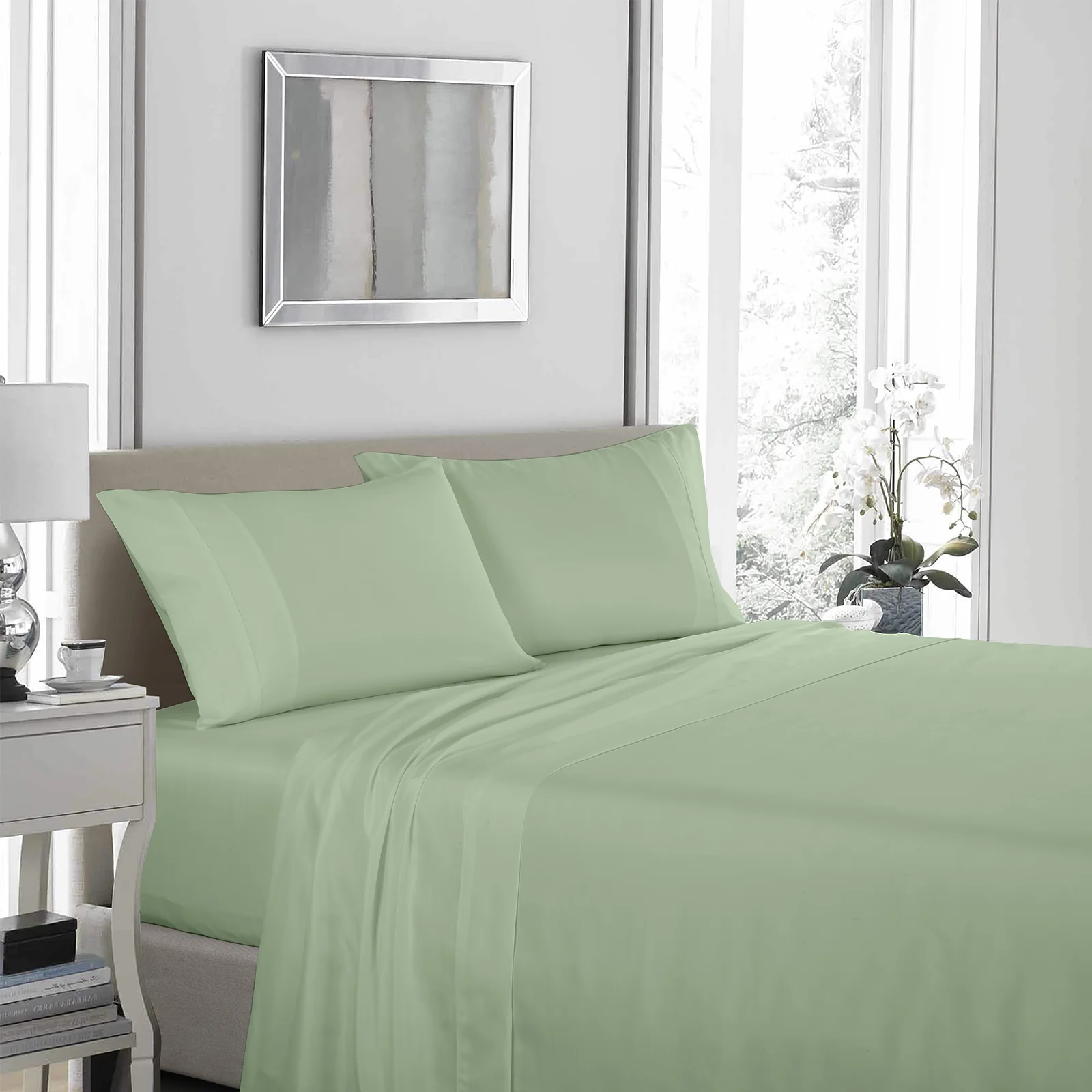 King Royal Comfort - 1200TC Ultrasoft 4pc Sheet Set - Sage Green - Nurns